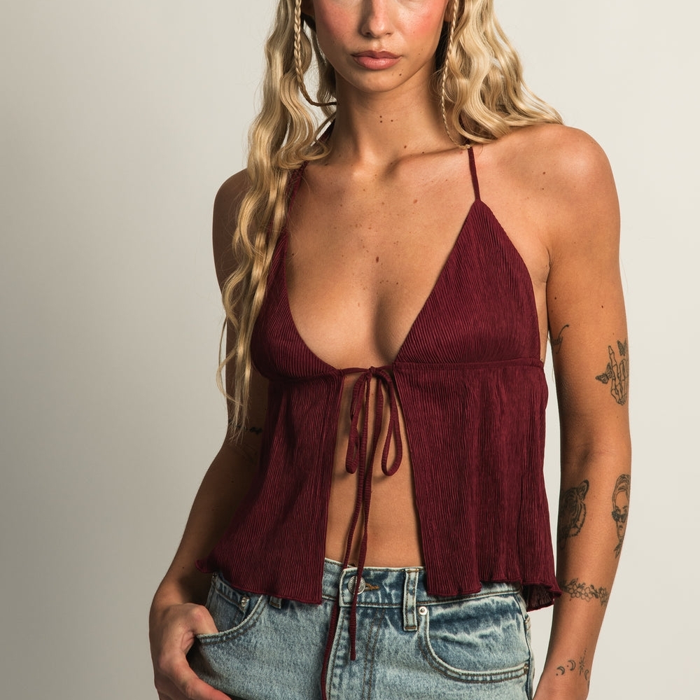 Princess Polly Red Camisole Crop Top with Tie Front